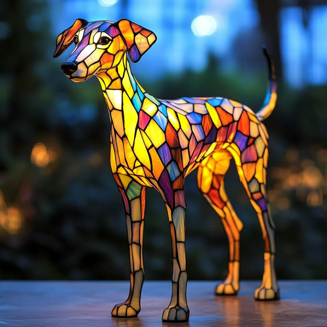 Lampada in vetro sabbiato ispirata ai Whippet