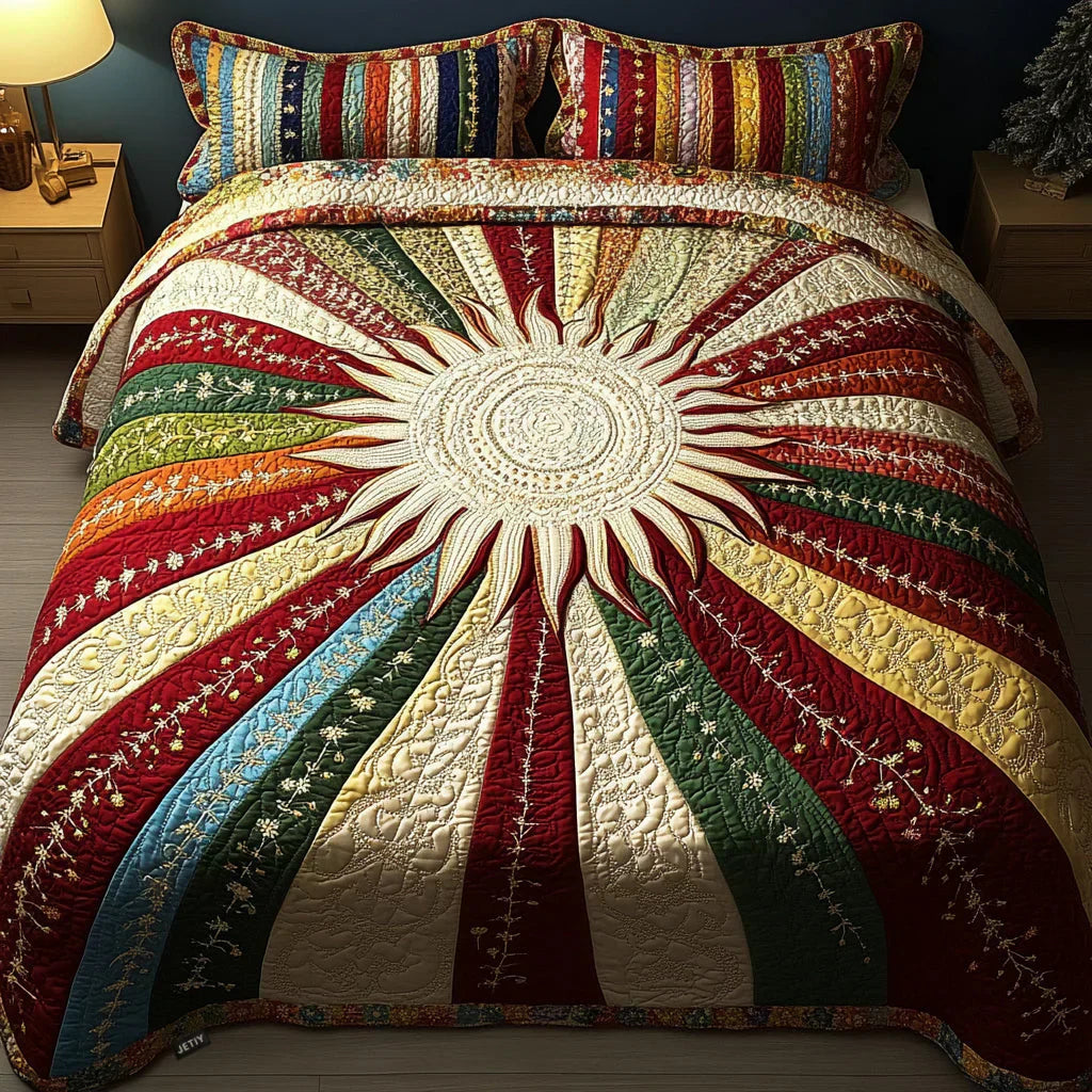 Set di biancheria da letto trapuntata in 3 pezzi in rayon - Esplosione Solare