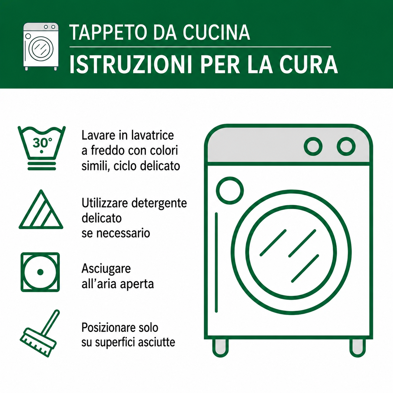 Tappeto da cucina antiscivolo con prato nel bosco