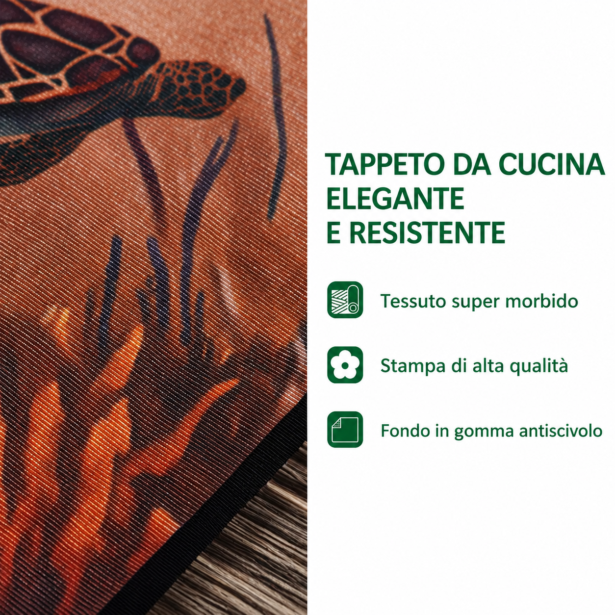 Tappeto da cucina antiscivolo con cactus fioriti