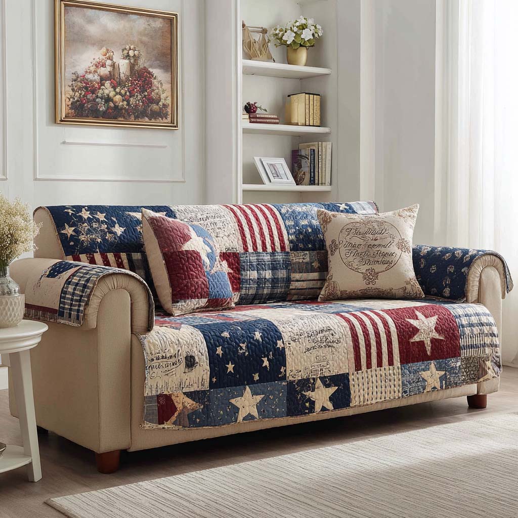 Copridivano trapuntato in stile americano