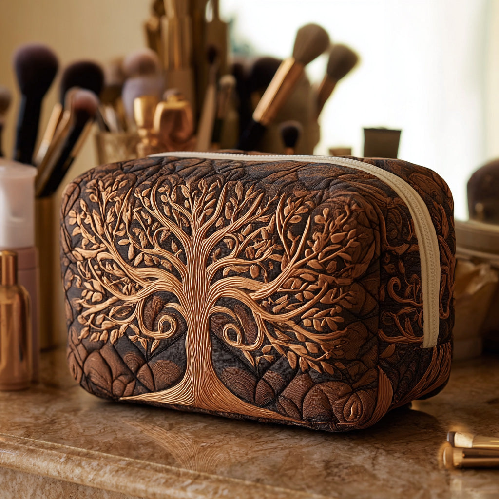 Beauty case trapuntato con albero ancestrale
