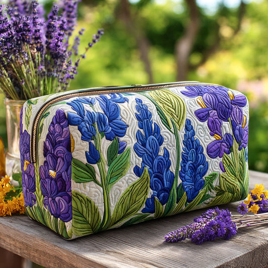 Beauty case trapuntato con motivo floreale