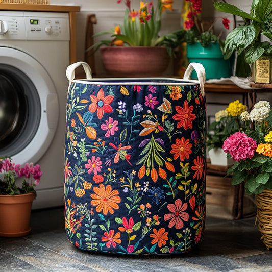 Cesto portabiancheria trapuntato in stile boho