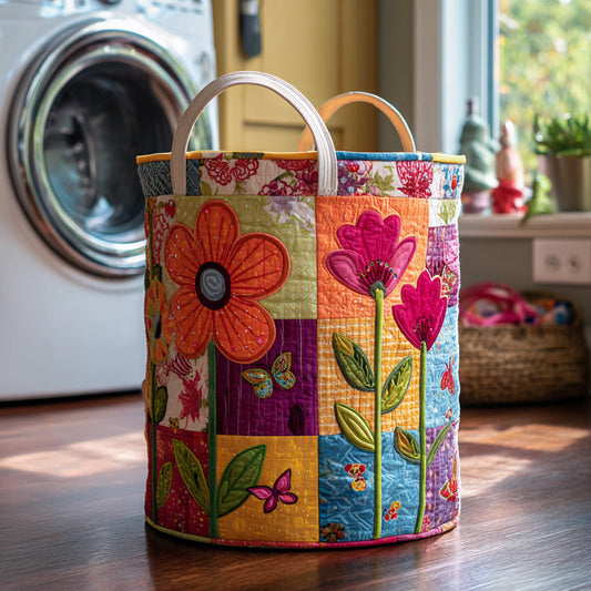 Cesto portabiancheria trapuntato in stile boho