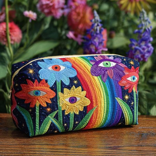Beauty case trapuntato con funghi boho
