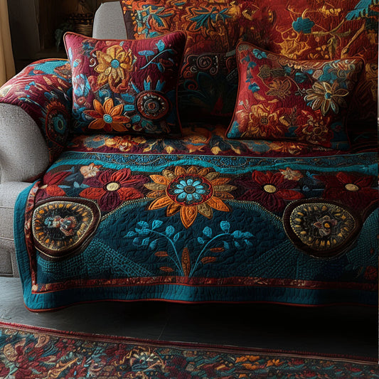 Copridivano trapuntato con prato boho