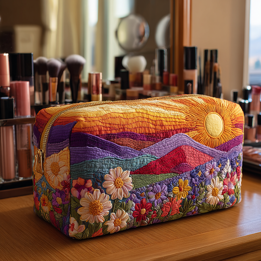 Beauty case trapuntato con motivo luminoso