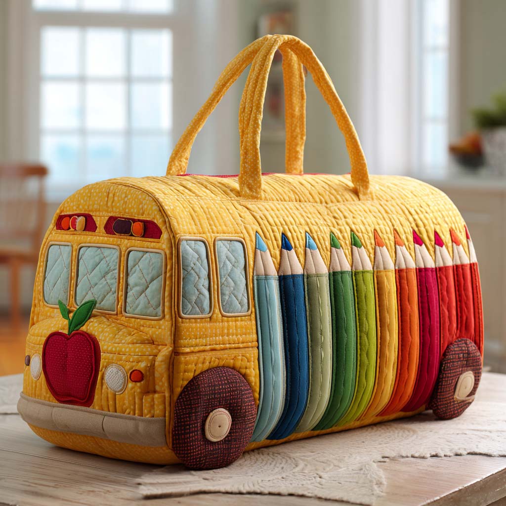 Borsa a tracolla trapuntata con motivo scuola
