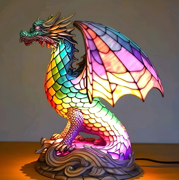 lampada in ceramica drago incantato