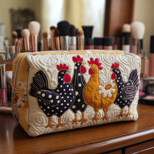 Beauty case trapuntato con gallina allegra