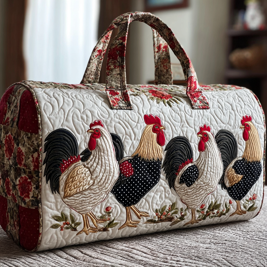 Borsa da viaggio imbottita con galline country