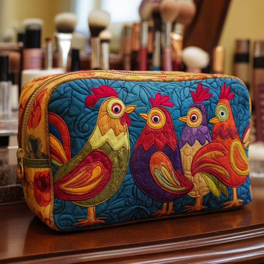 Beauty case trapuntato con gallina tenera