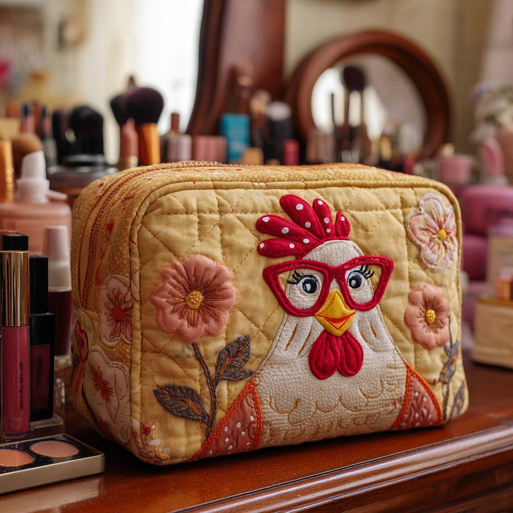 Beauty case trapuntato con gallina luminosa