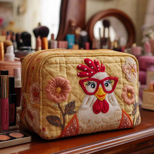 Beauty case trapuntato con gallina luminosa