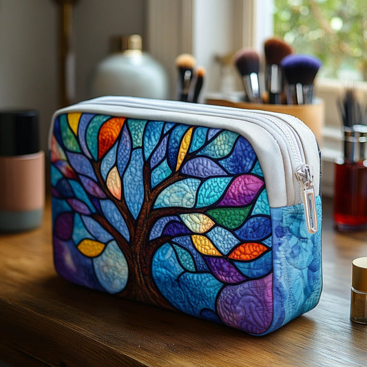 Beauty case trapuntato con albero della vita