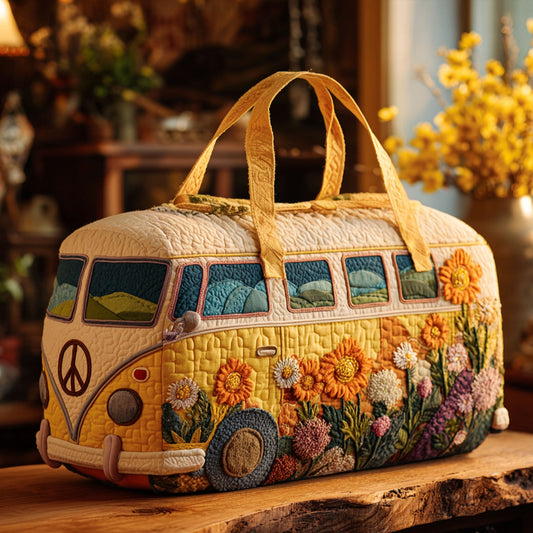 Borsa da viaggio trapuntata con furgoncino floreale