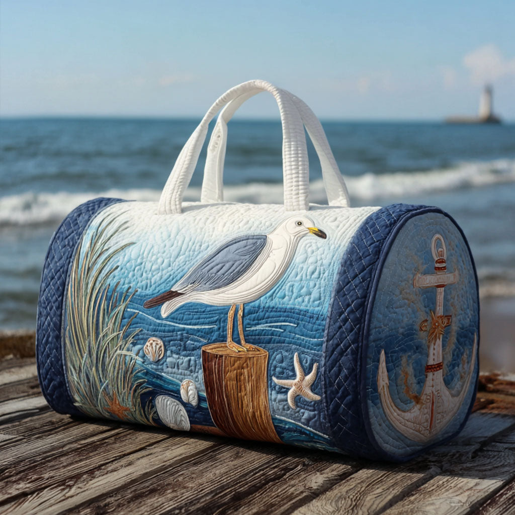 Borsa da viaggio a tracolla trapuntata con gabbiano