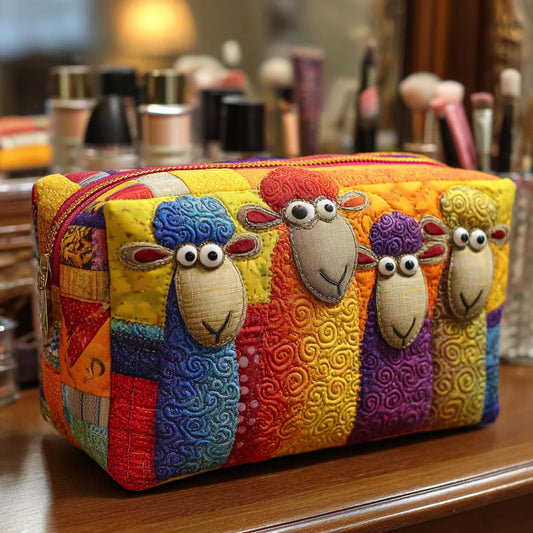 Beauty case trapuntato con fantasia colorata