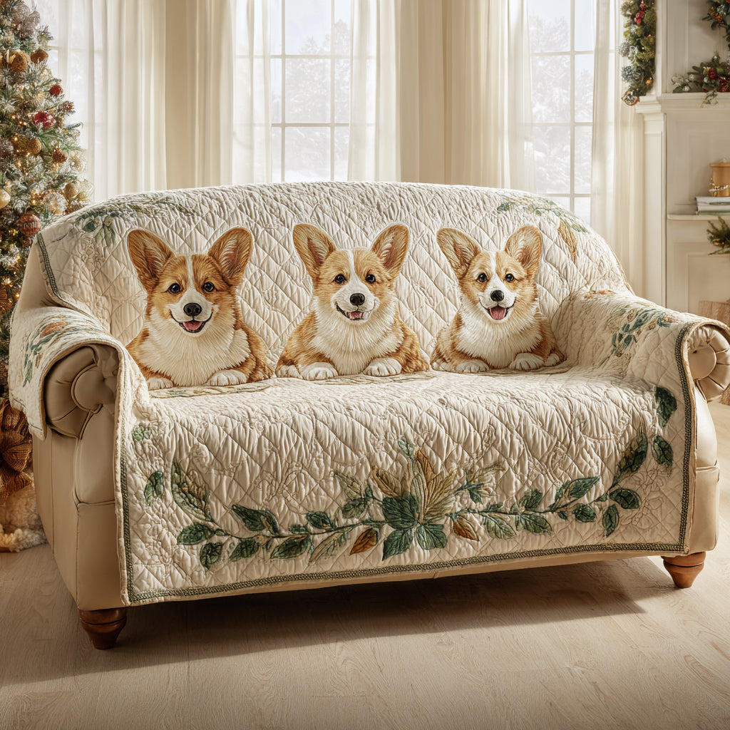 Copridivano trapuntato con Corgi