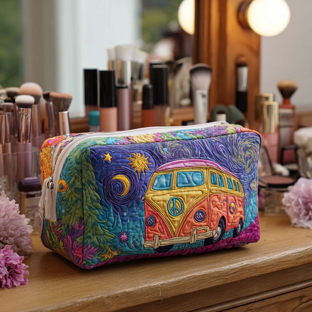 Beauty case trapuntato con viaggio cosmico