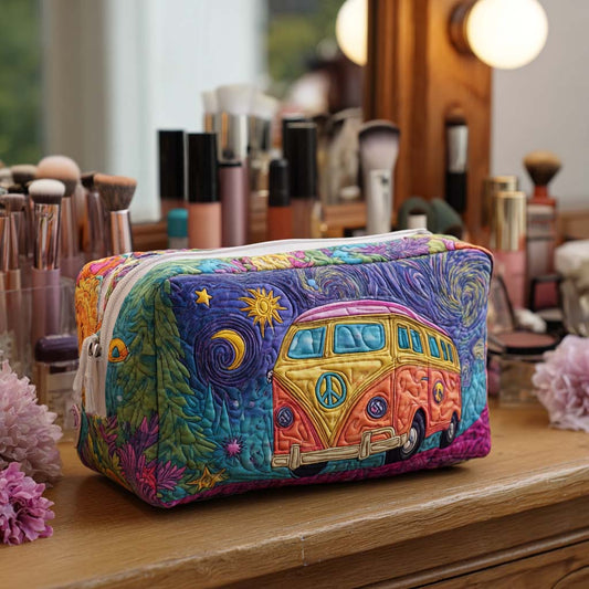Beauty case trapuntato con viaggio cosmico