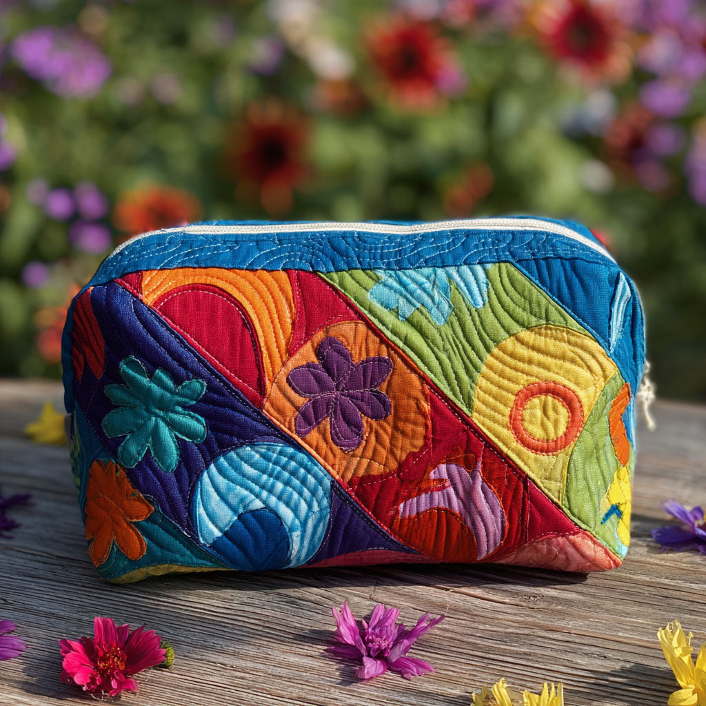 Beauty case trapuntato con motivo cosmico