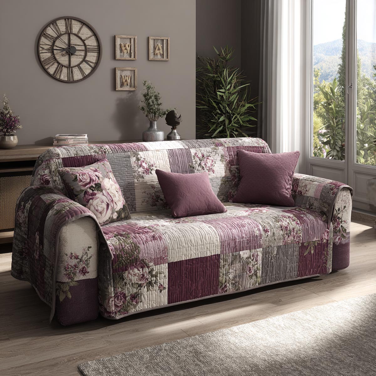 Copridivano trapuntato in stile country