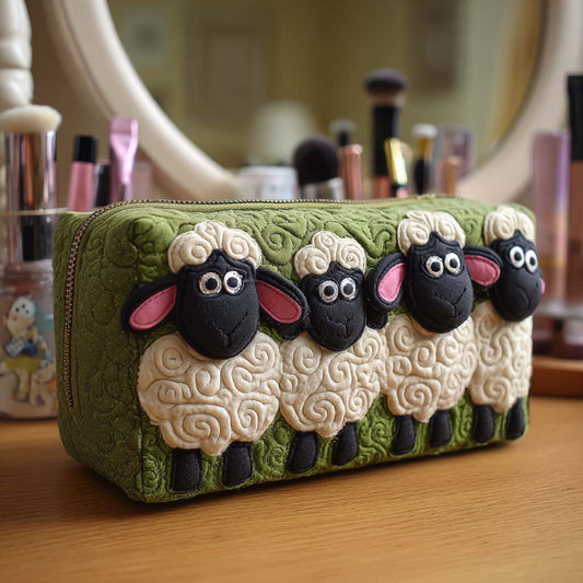Beauty case trapuntato con gregge tenero