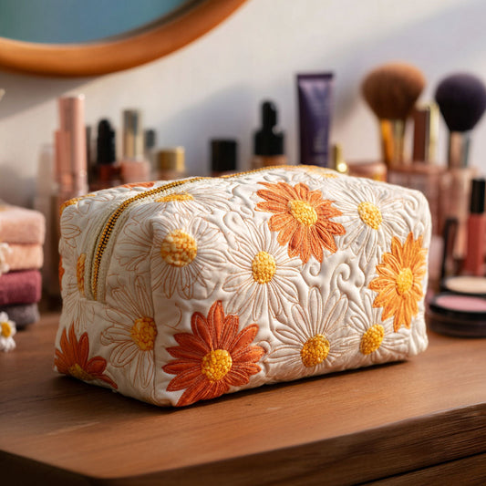 Beauty case trapuntato con motivo floreale
