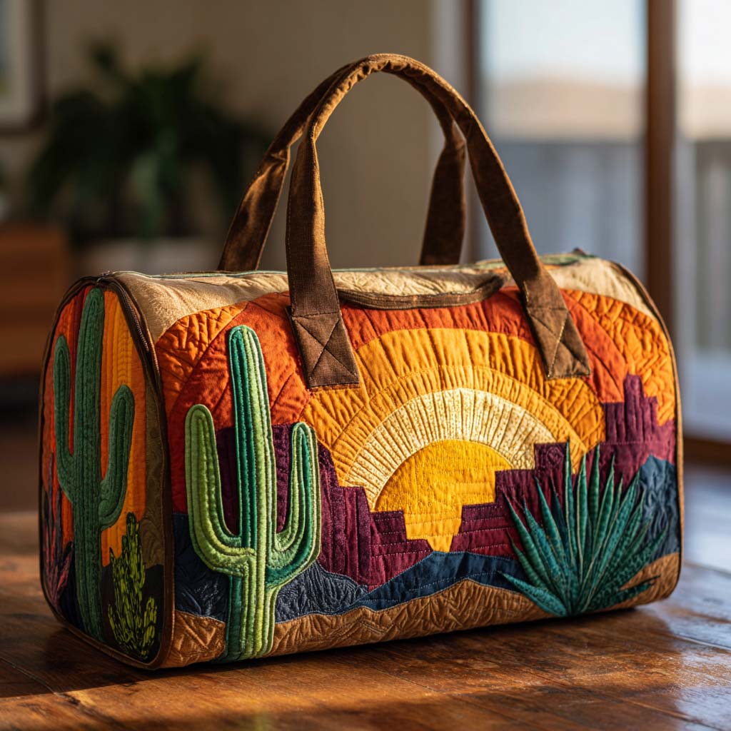 Borsa da viaggio trapuntata con alba nel deserto