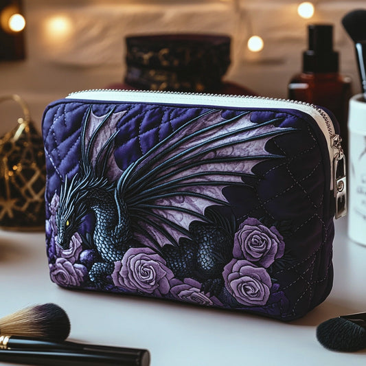 Beauty case trapuntato con fiore elegante