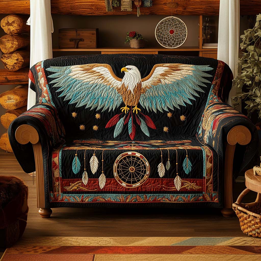 Copridivano trapuntato con motivo decorativo