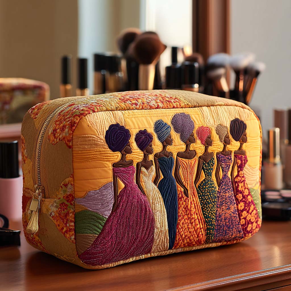 Beauty case trapuntato con fantasia delicata
