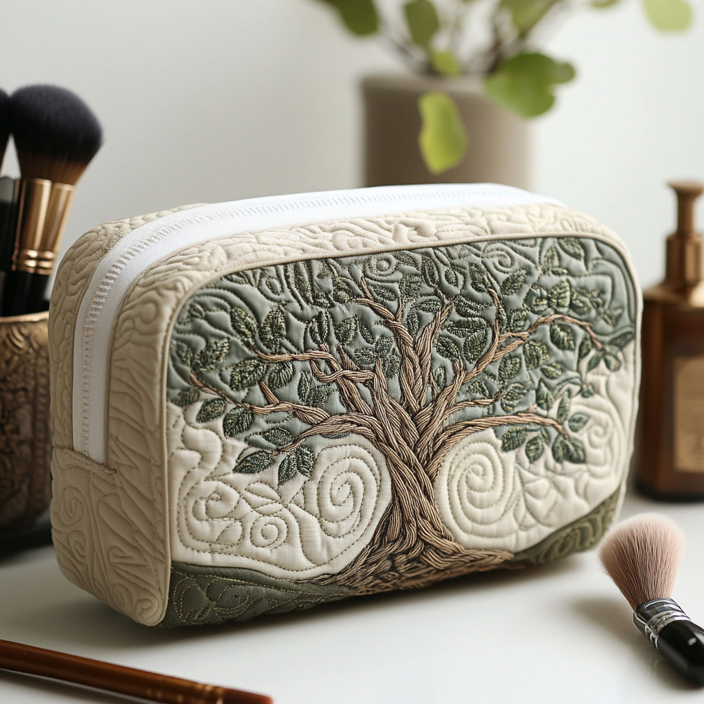 Beauty case trapuntato con radici dell’albero della vita