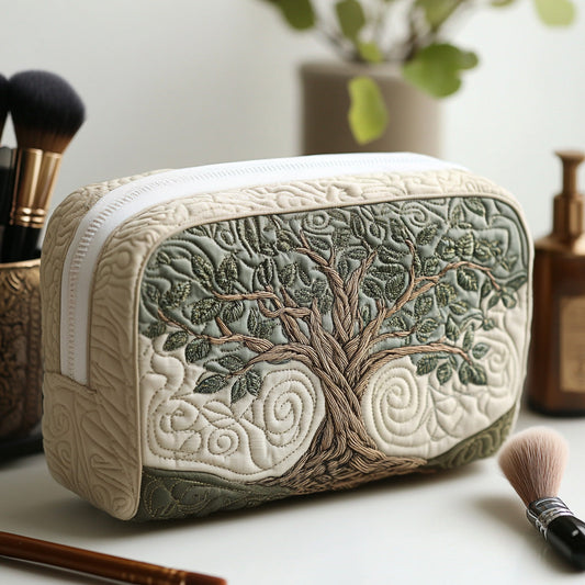 Beauty case trapuntato con radici dell’albero della vita