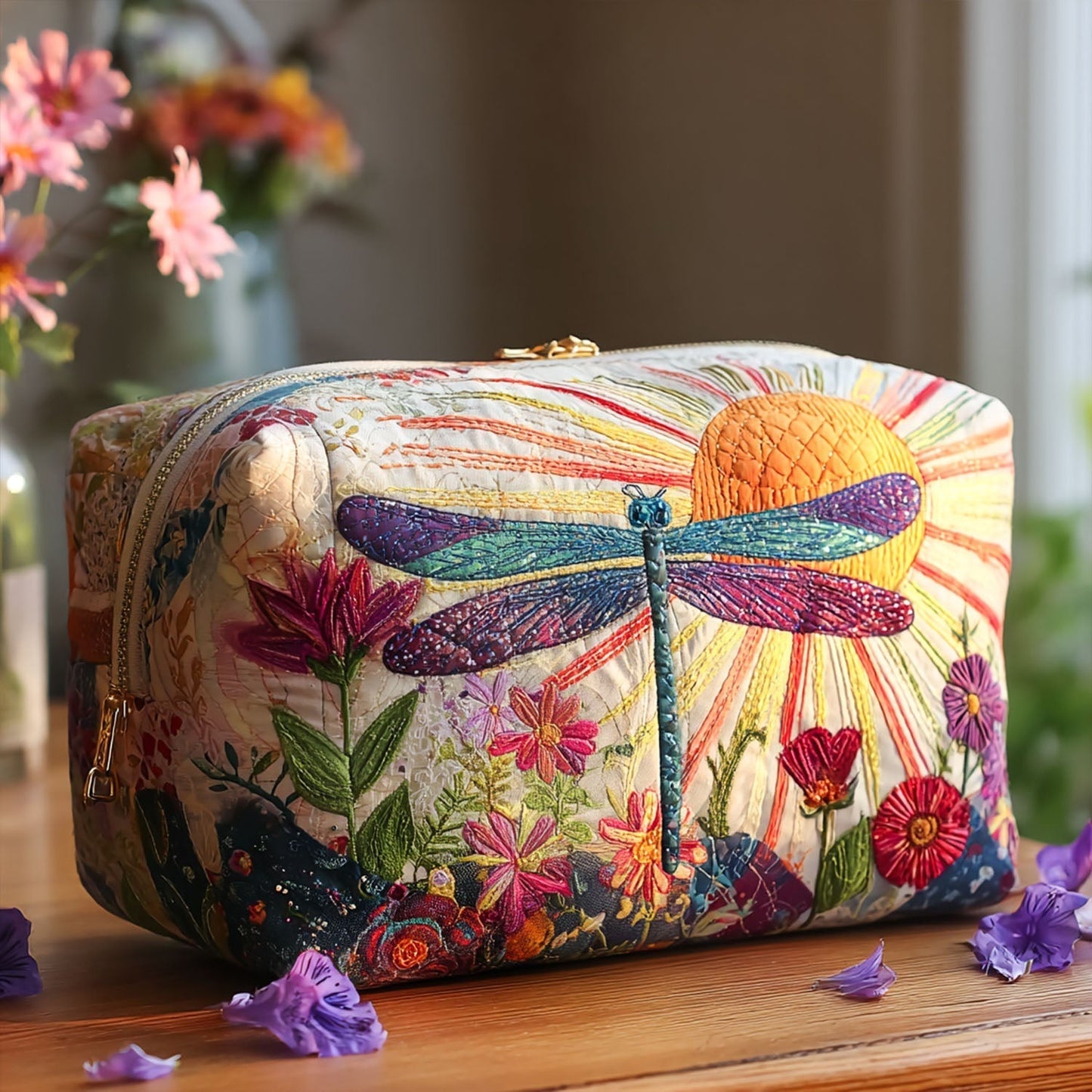 Beauty case trapuntato con volo delicato