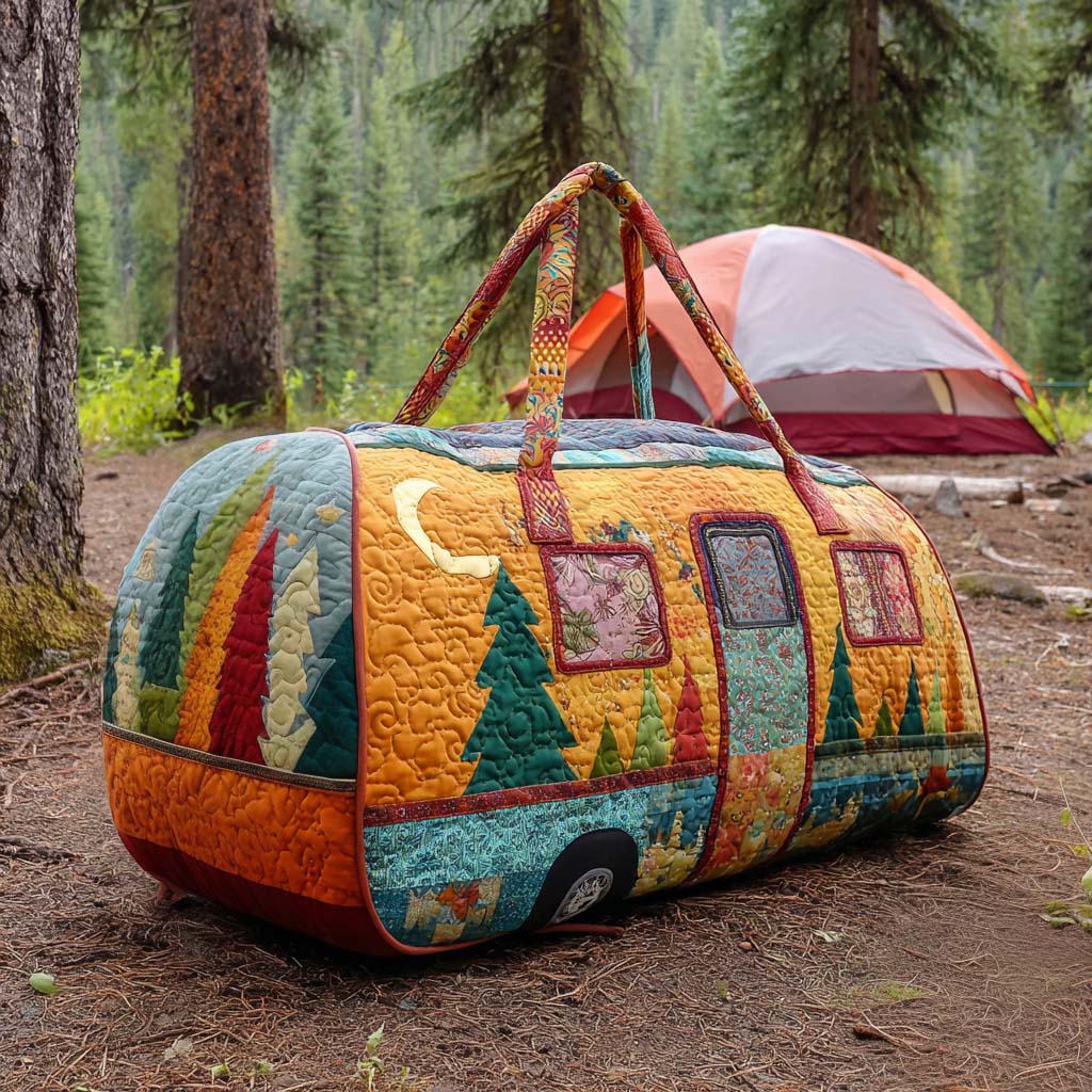 Borsa da viaggio imbottita con camper nel bosco