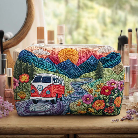 Beauty case trapuntato con orizzonti liberi