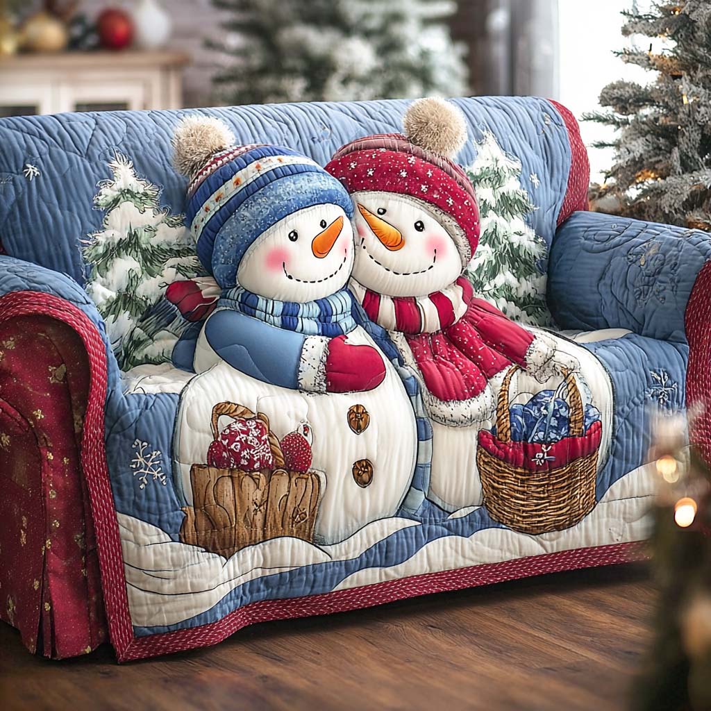 Copridivano trapuntato con motivo natalizio