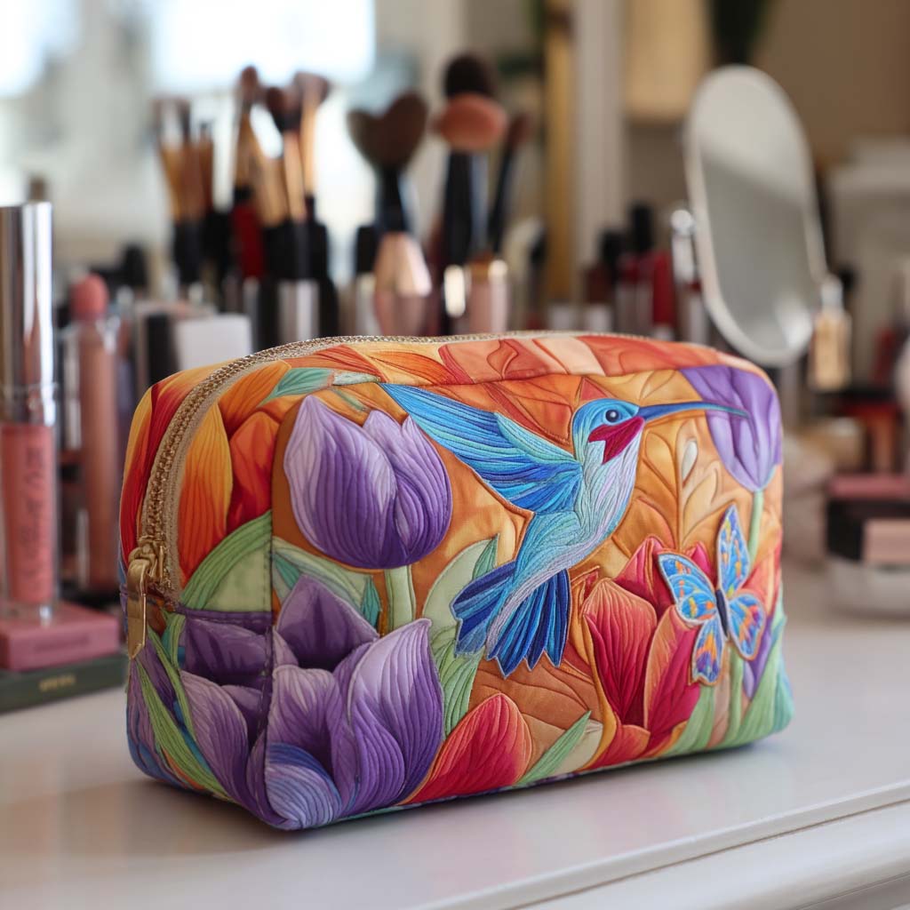 Beauty case trapuntato con giardino luminoso