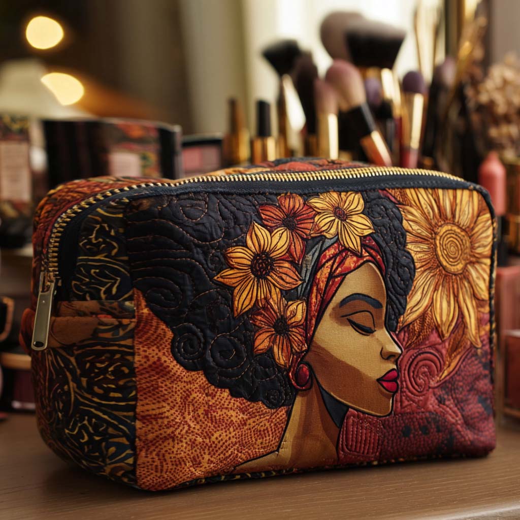 Beauty case trapuntato con corona dorata