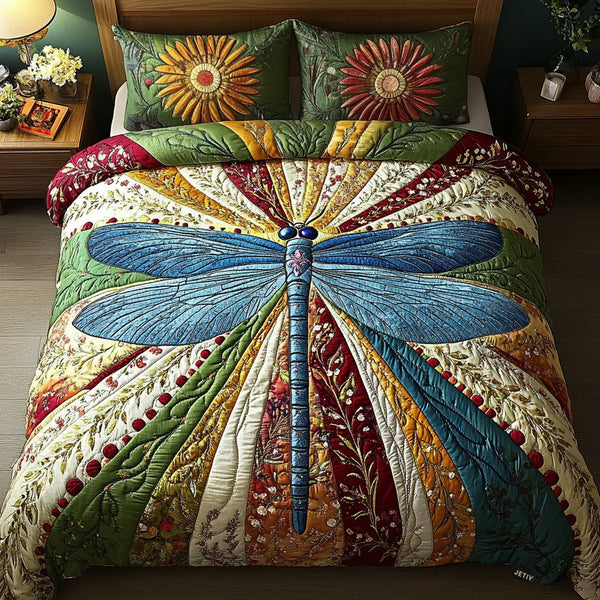 Set di biancheria da letto trapuntata in 3 pezzi - Libellula Dorata