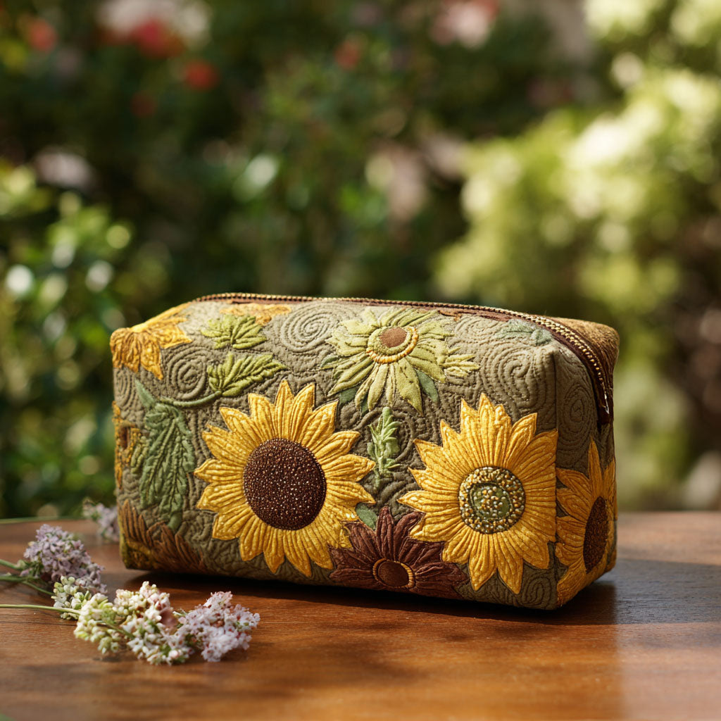 Beauty case trapuntato con campo dorato