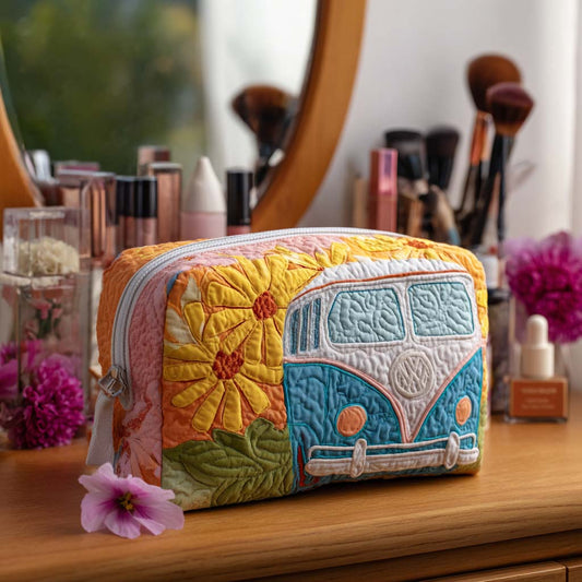 Beauty case trapuntato con orizzonte dorato