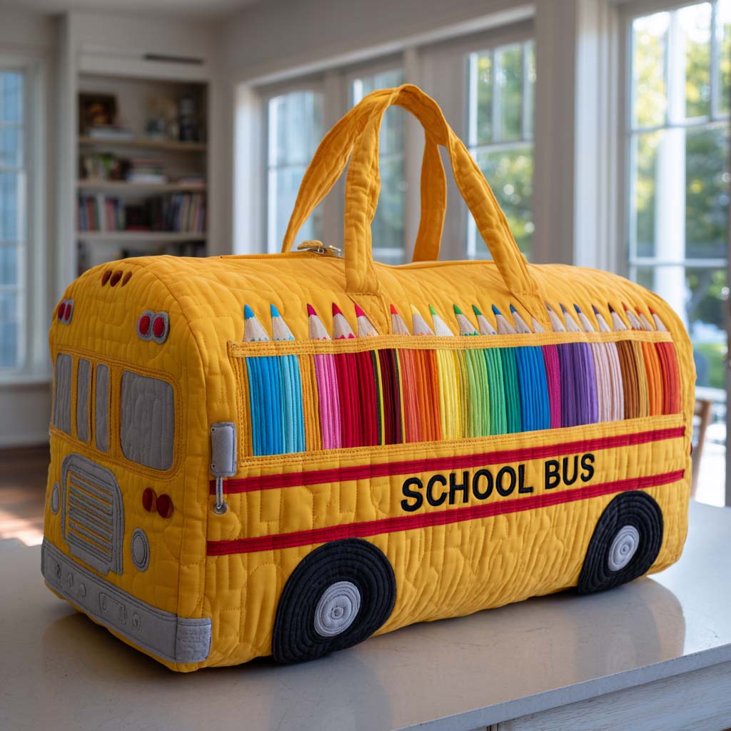 Borsa a tracolla trapuntata con motivo scuola