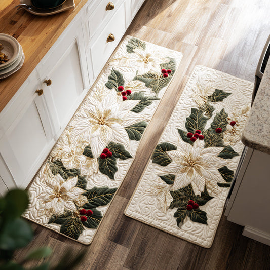 Tappeto da cucina antiscivolo natalizio con fiori invernali