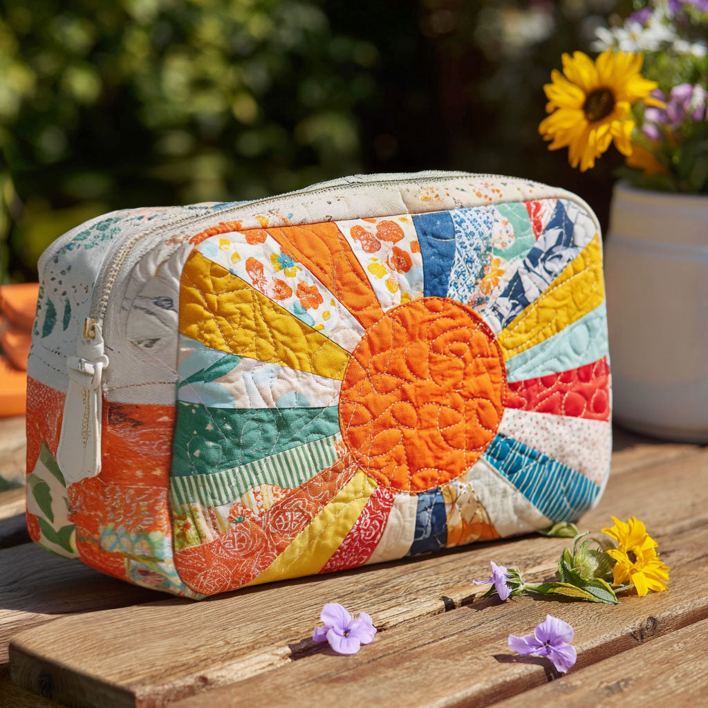 Beauty case trapuntato con raggio dorato