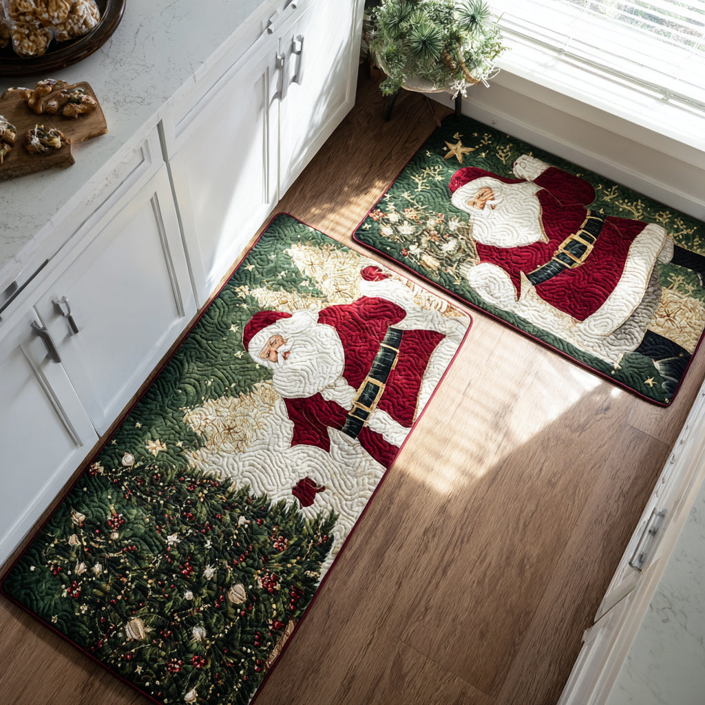 Tappeto da cucina antiscivolo natalizio con Babbo Natale dorato