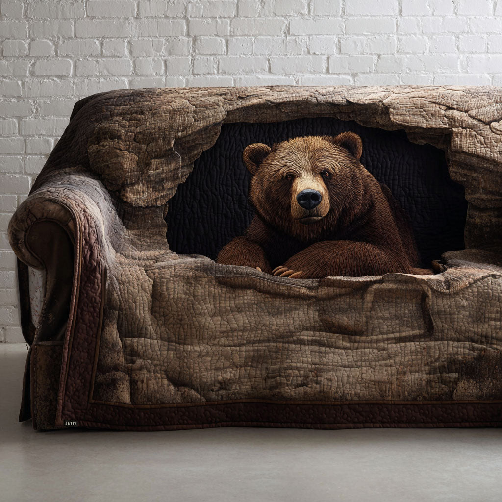 Copridivano trapuntato con orso grizzly